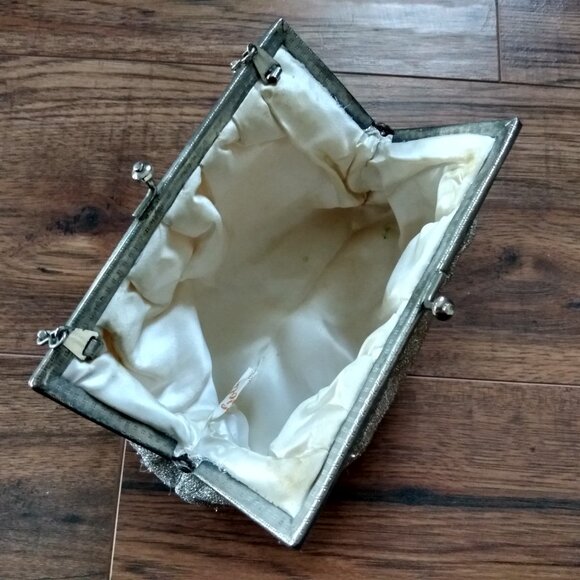 Vintage Silver Lame Purse Kisslock GOLDCO Cocktail Handbag - Picture 6 of 10